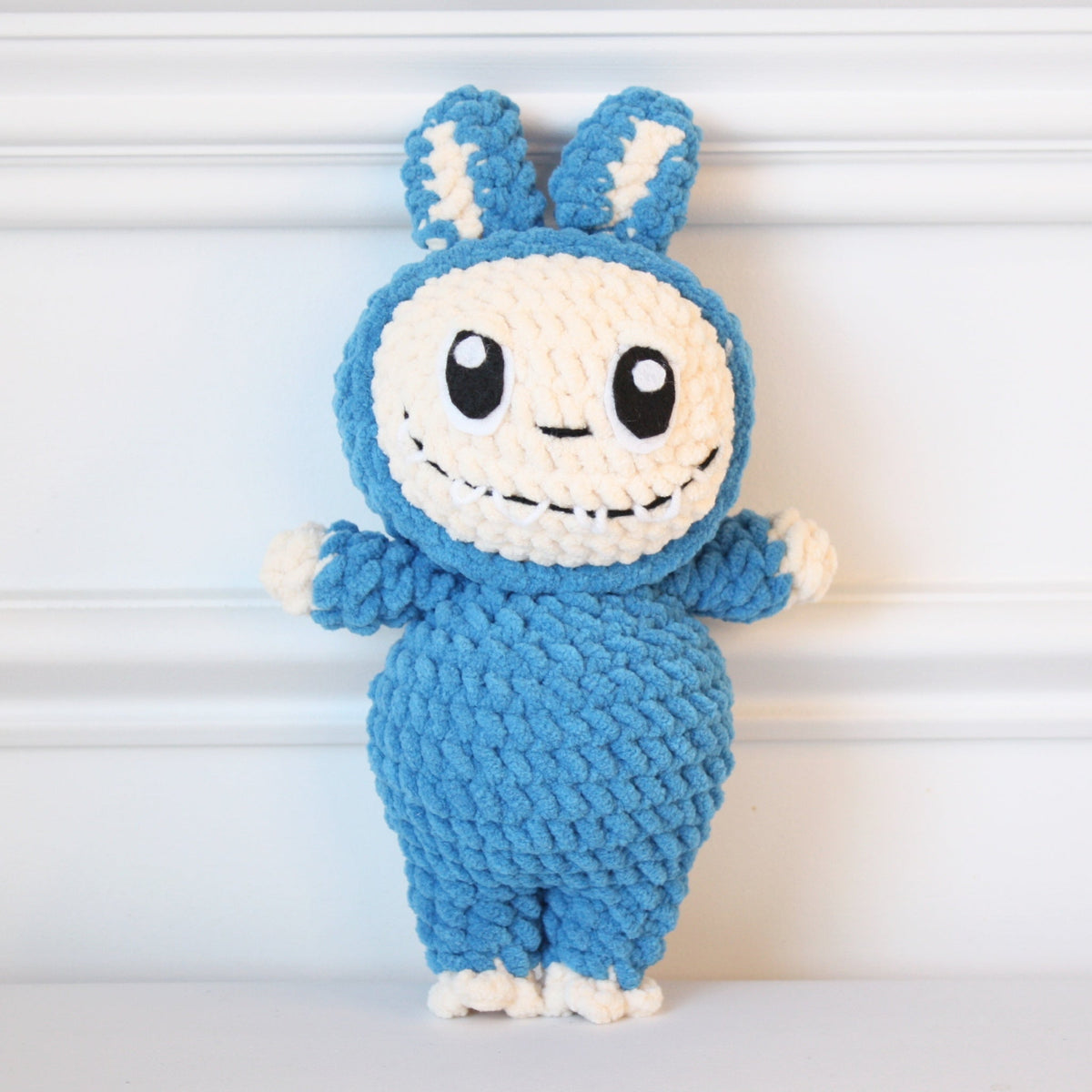 Crocheted Plushie Bunny - Blue (Labubu Inspired) - Made in the USA