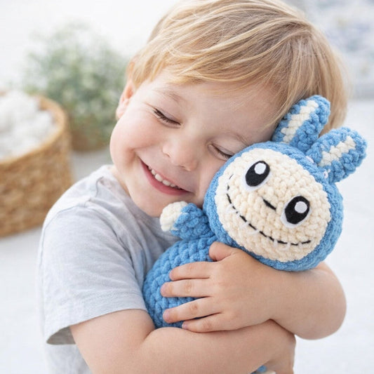 Crocheted Plushie Bunny - Blue (Labubu Inspired) - Made in the USA