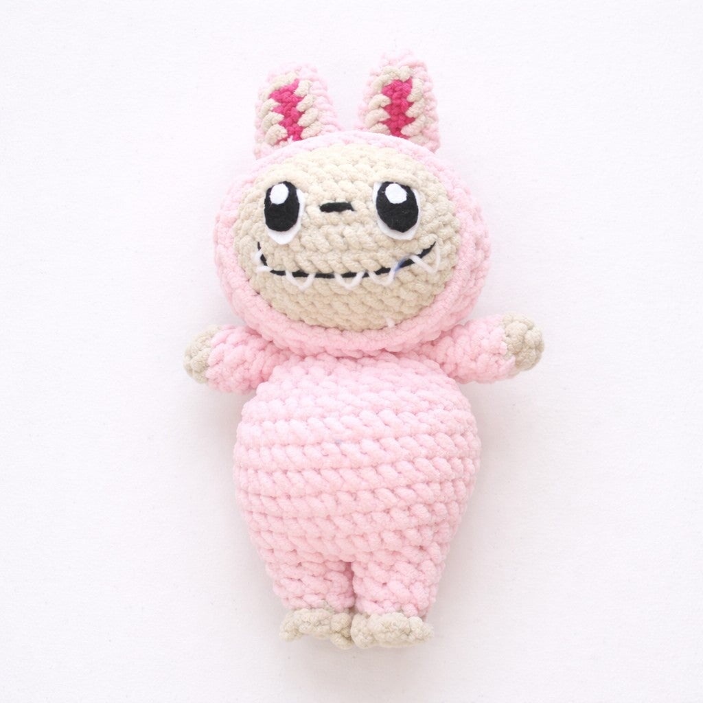 Crocheted Plushie Bunny - Pink (Labubu Inspired) - Made in the USA