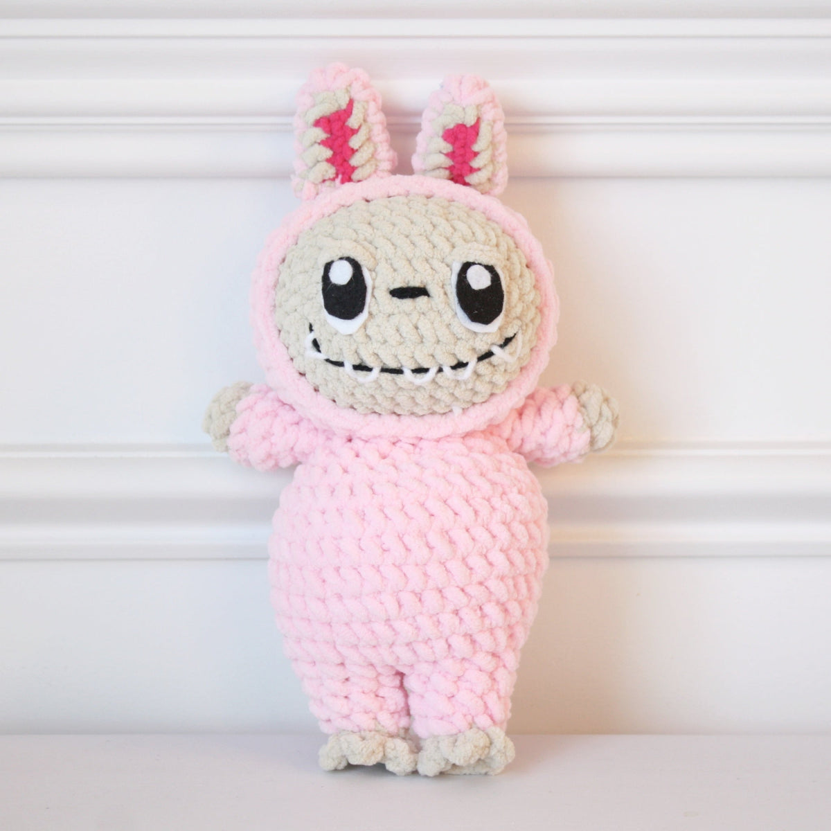Crocheted Plushie Bunny - Pink (Labubu Inspired) - Made in the USA