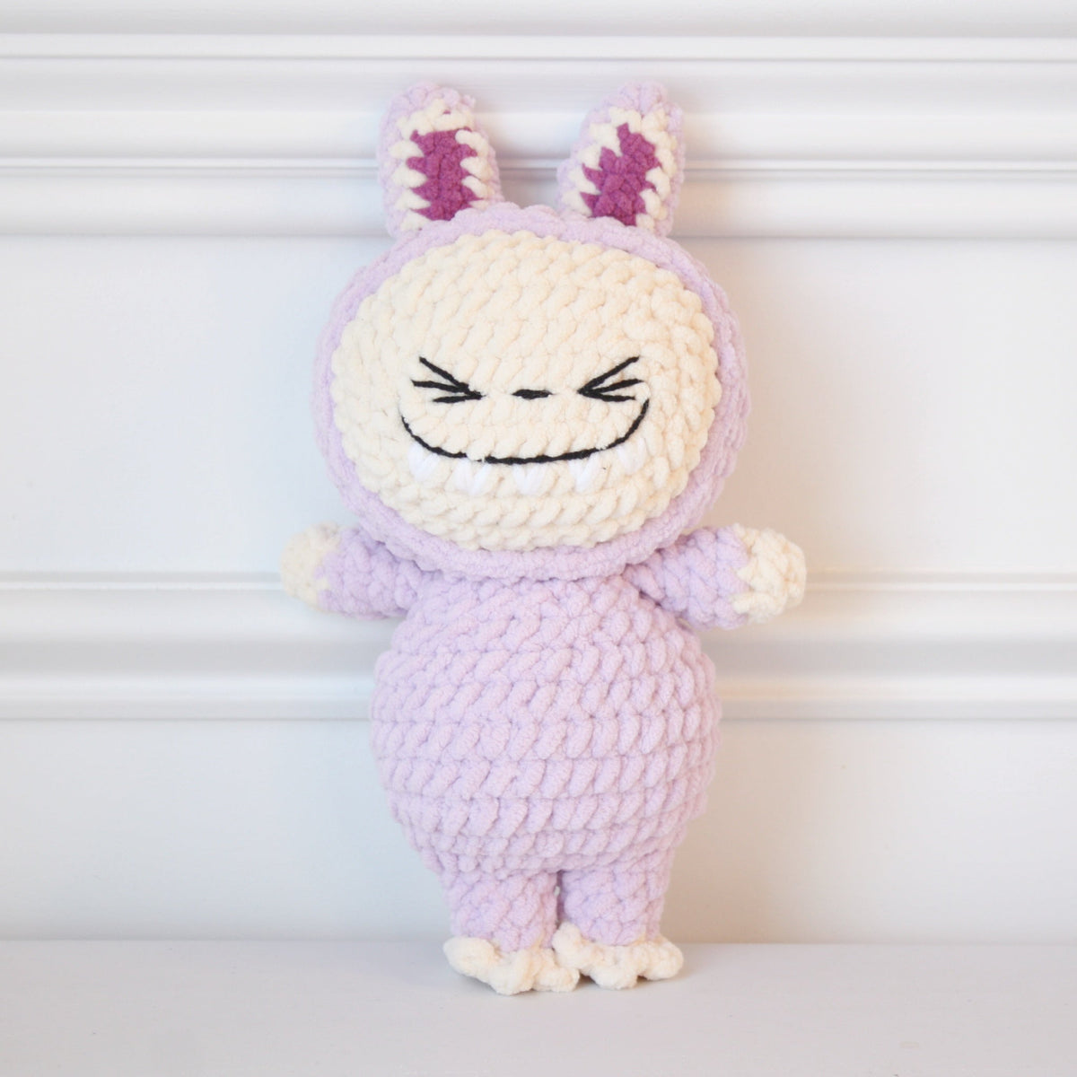 Crocheted Plushie Bunny - Purple (Labubu Inspired) - Made in the USA