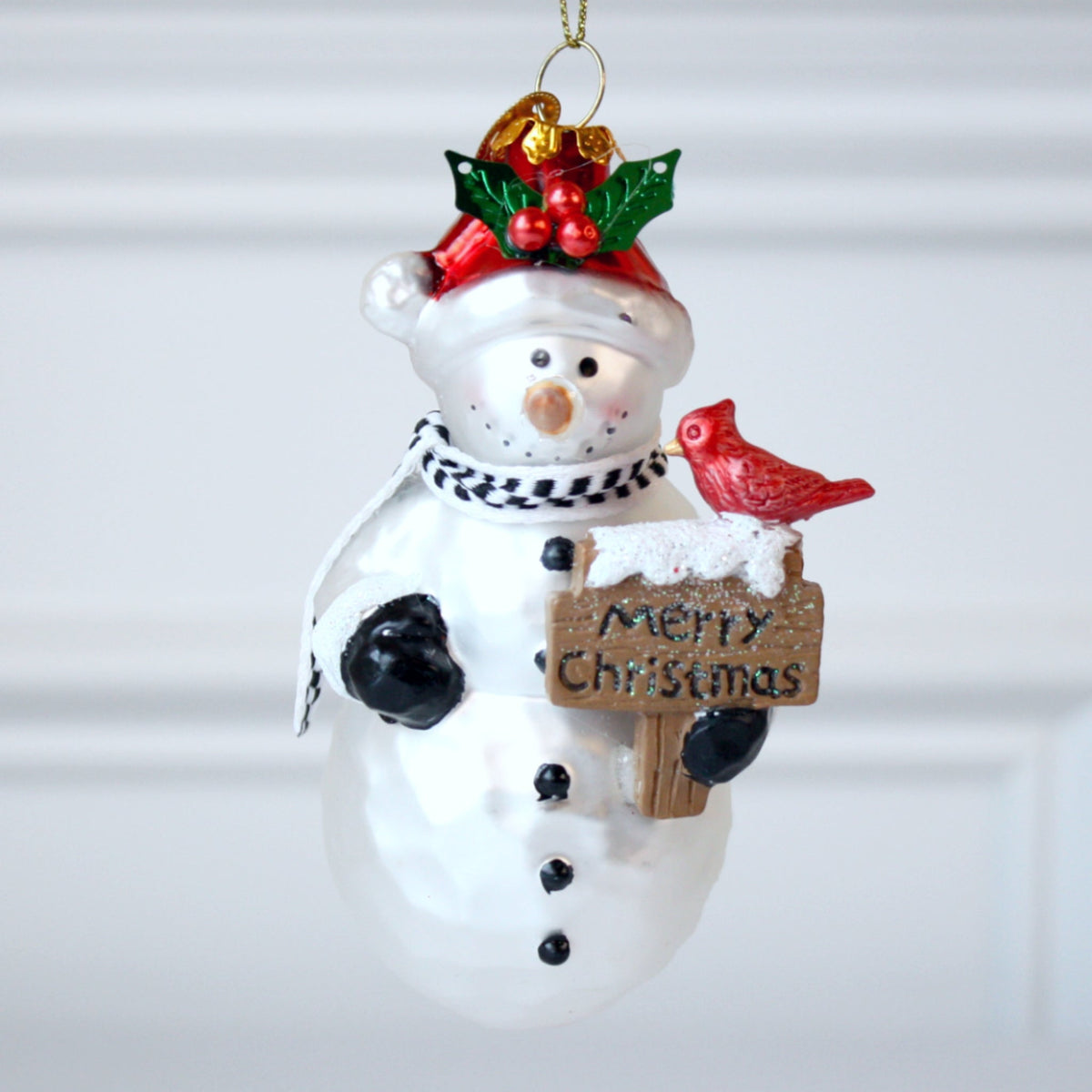 Snowman Glass Christmas Ornaments - Made in the USA