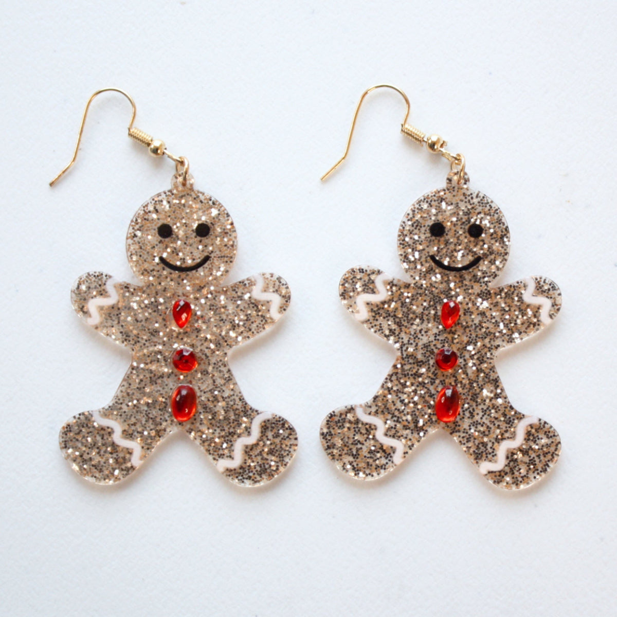 Sparkly Gingerbread Christmas Earrings - Made in the USA