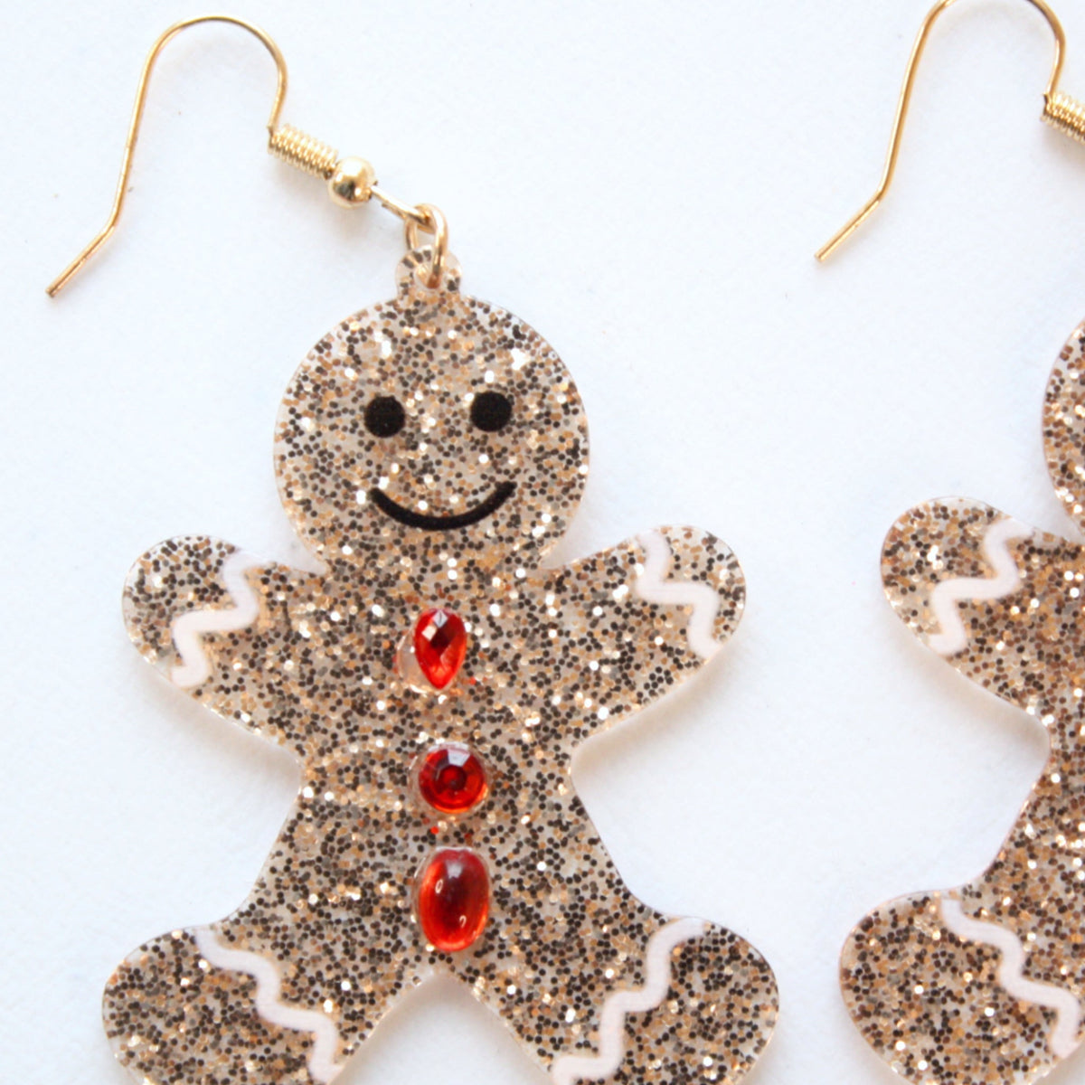 Sparkly Gingerbread Christmas Earrings - Made in the USA