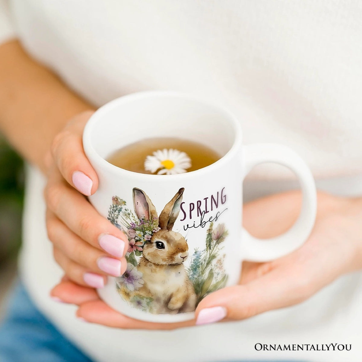 Spring Vibes Bunny Mug - Made in the USA