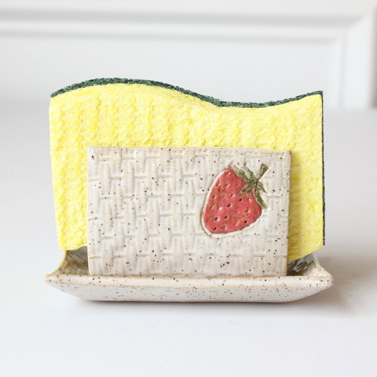 Strawberry Ceramic Sponge Holder - Made in the USA