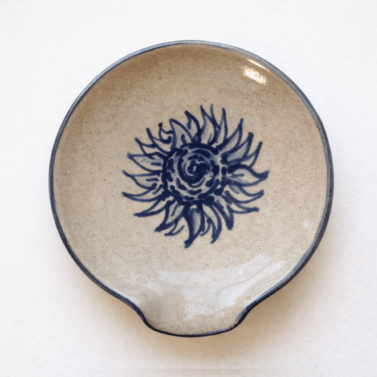 Sunflower Hand Painted Pottery Spoon Rest - Made in the USA