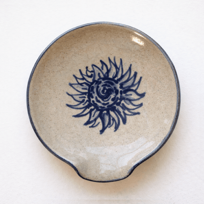 Sunflower Hand Painted Pottery Spoon Rest - Made in the USA