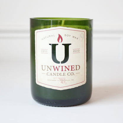 Recycled Wine Bottle Soy Candle - Teak and Tonka - Made in the USA