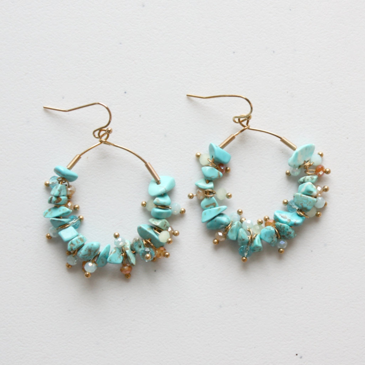 Turquoise Stone Boho Earrings - Made in the USA