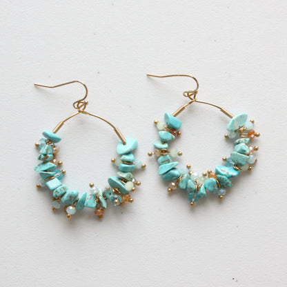 Turquoise Stone Boho Earrings - Made in the USA