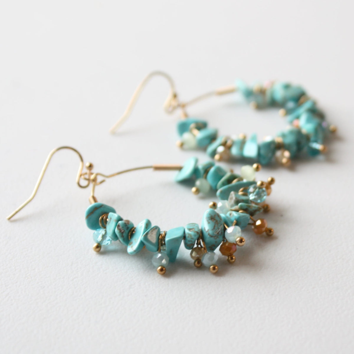 Turquoise Stone Boho Earrings - Made in the USA