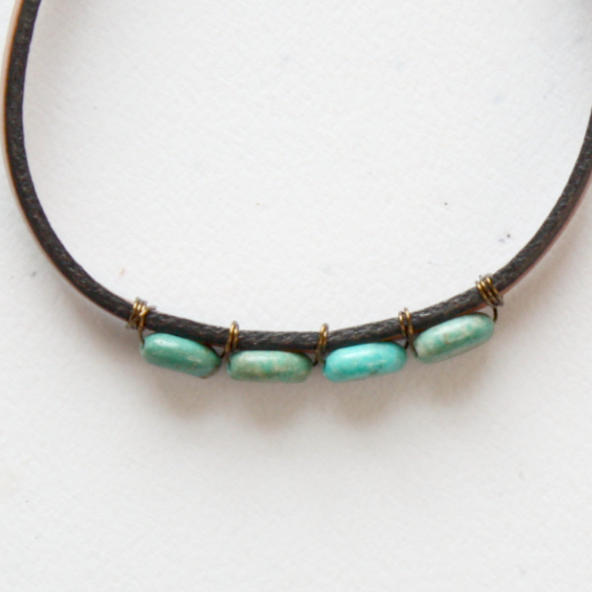 Turquoise Gemstone Boho Leather Bracelet - Made in the USA