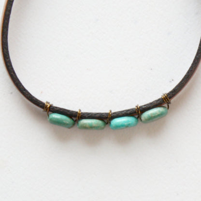 Turquoise Gemstone Boho Leather Bracelet - Made in the USA