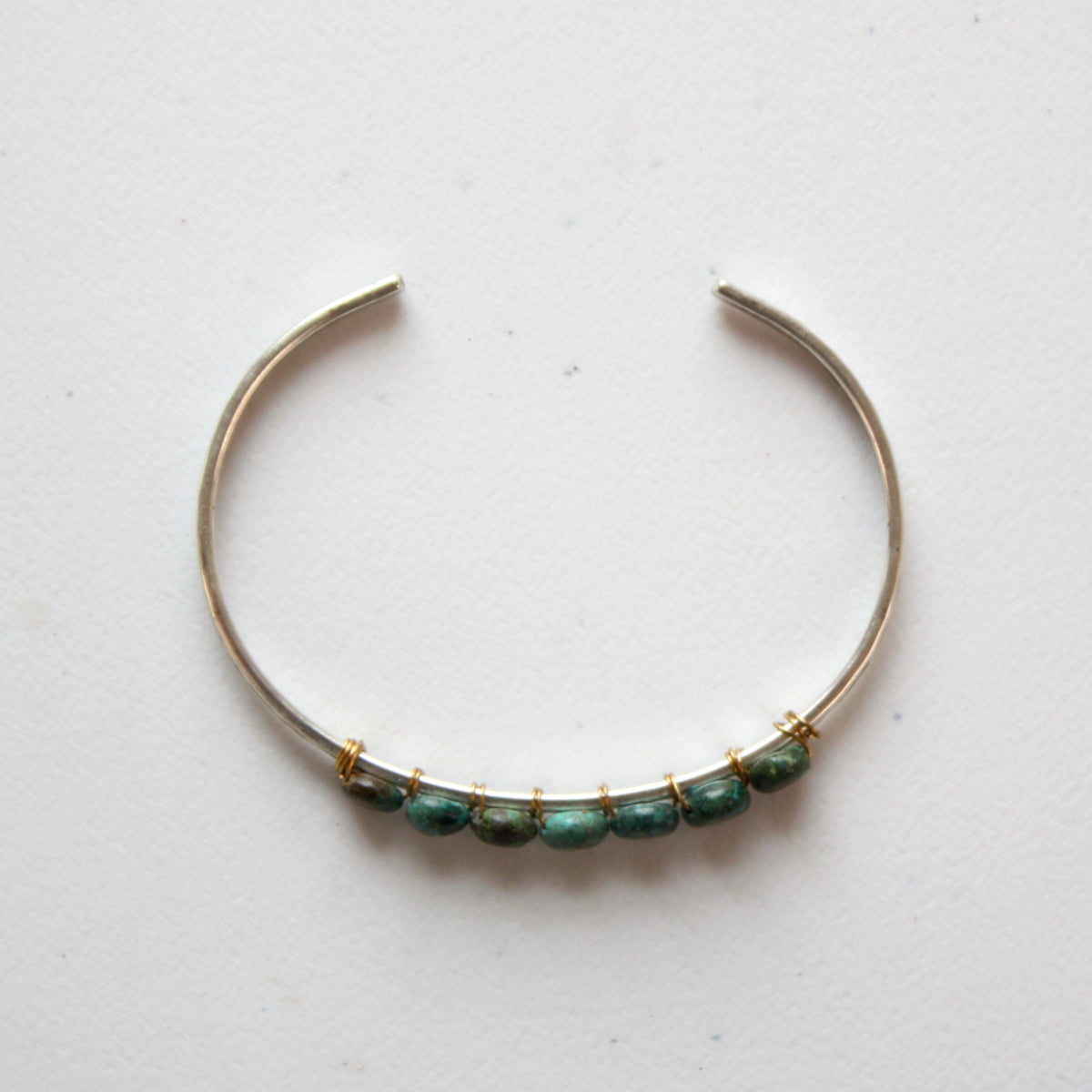 Turquoise Silver Boho Cuff Bracelet - Made in the USA