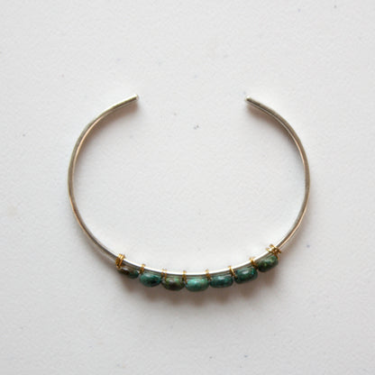Turquoise Silver Boho Cuff Bracelet - Made in the USA