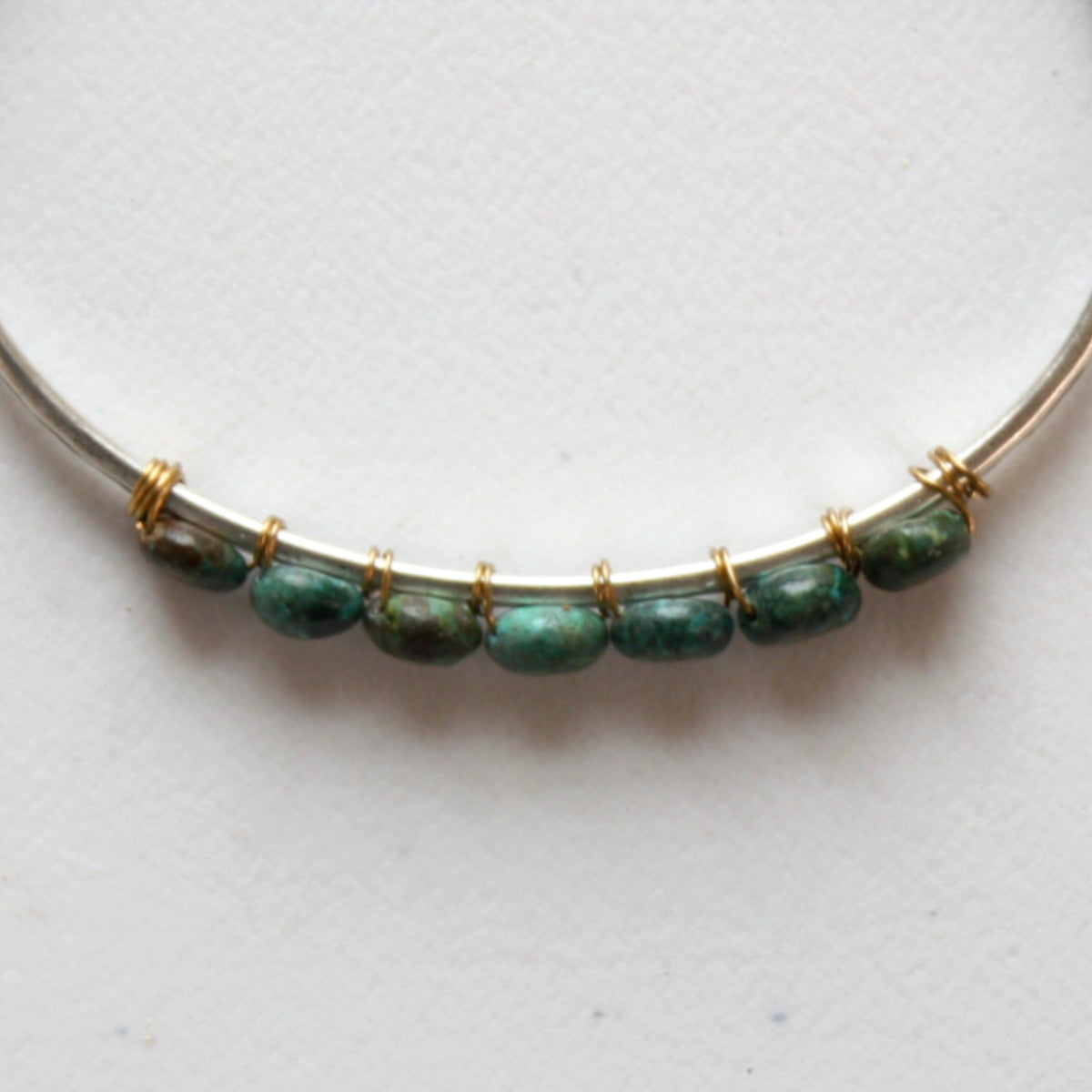 Turquoise Silver Boho Cuff Bracelet - Made in the USA