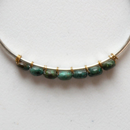 Turquoise Silver Boho Cuff Bracelet - Made in the USA