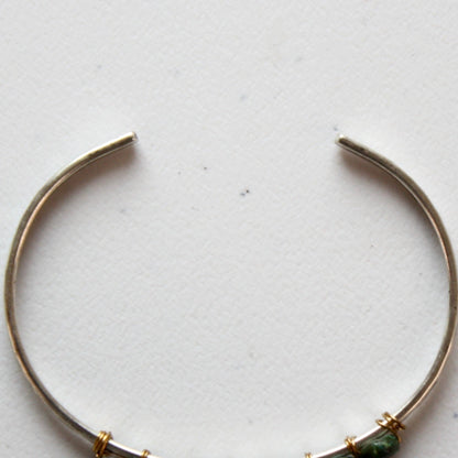 Turquoise Silver Boho Cuff Bracelet - Made in the USA