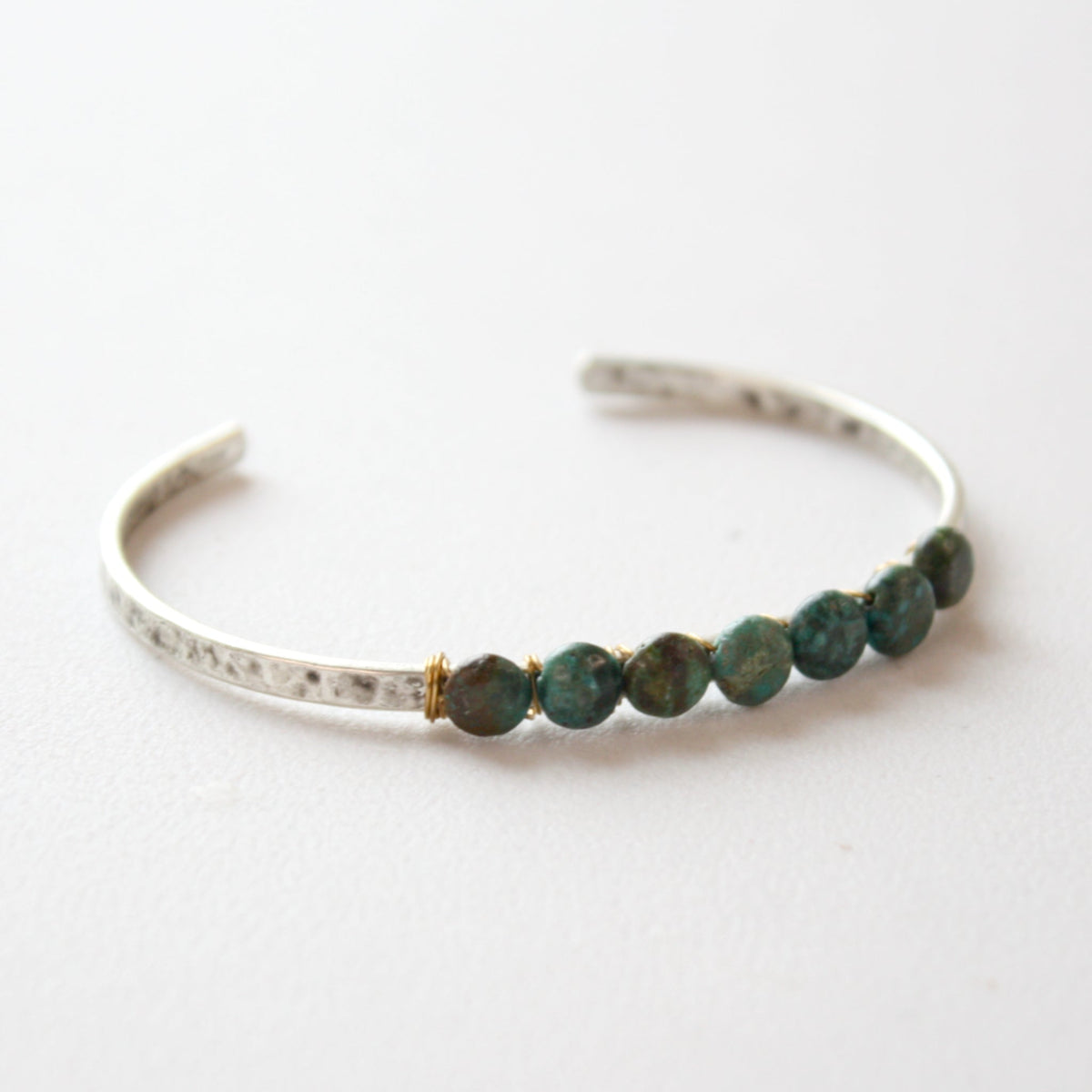 Turquoise Silver Boho Cuff Bracelet - Made in the USA