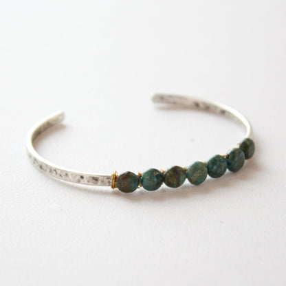 Turquoise Silver Boho Cuff Bracelet - Made in the USA