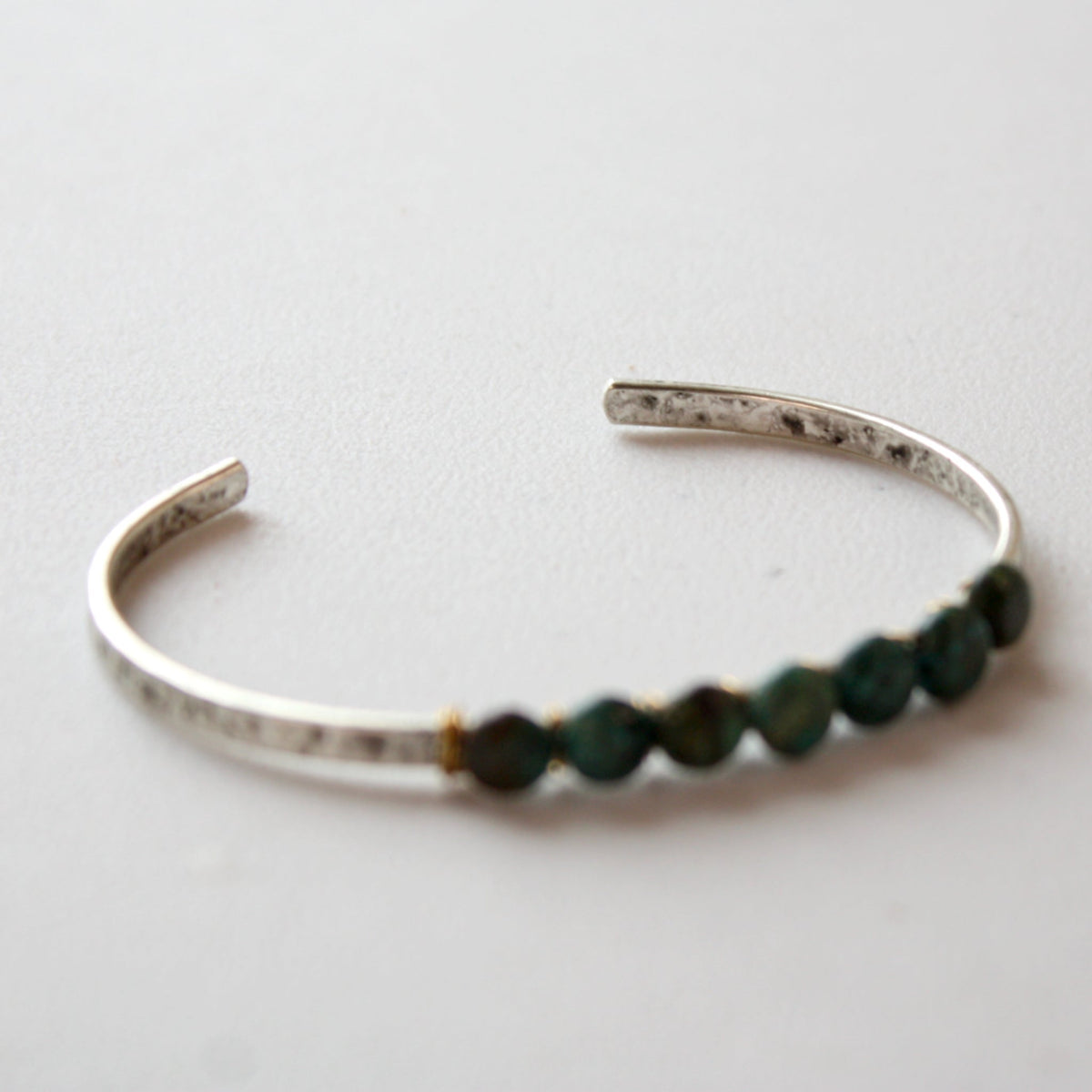 Turquoise Silver Boho Cuff Bracelet - Made in the USA