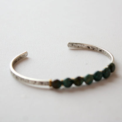 Turquoise Silver Boho Cuff Bracelet - Made in the USA