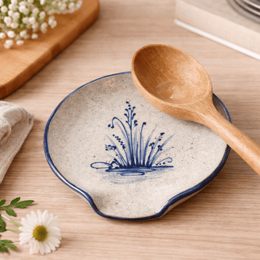 Wildflower Hand Painted Pottery Spoon Rest - Made in the USA