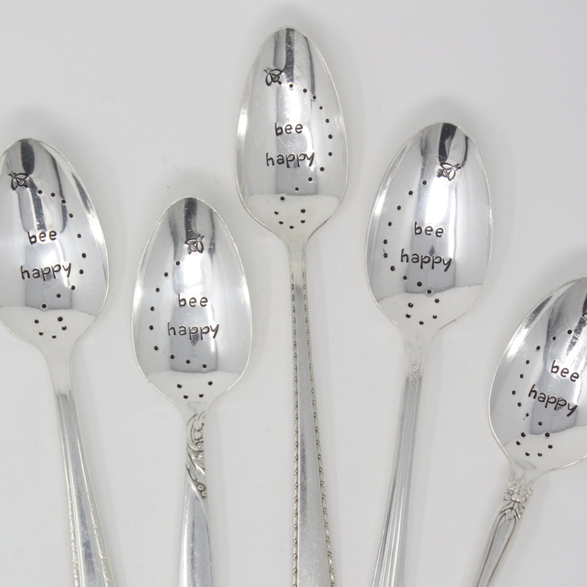 Vintage Stamped Spoons - Bee Happy - Made in the USA