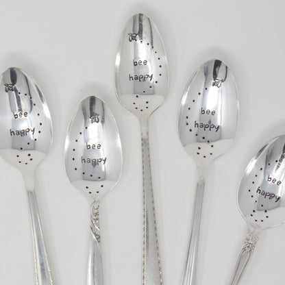 Vintage Stamped Spoons - Bee Happy - Made in the USA