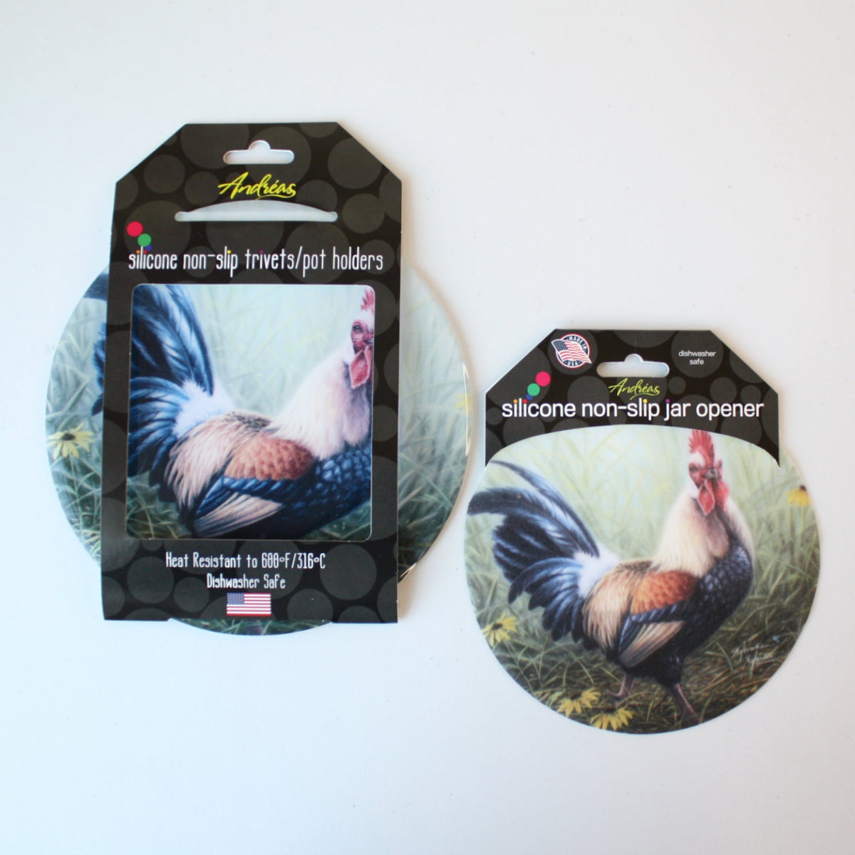 Silicone Trivets and Jar Openers - Rooster - Made in the USA