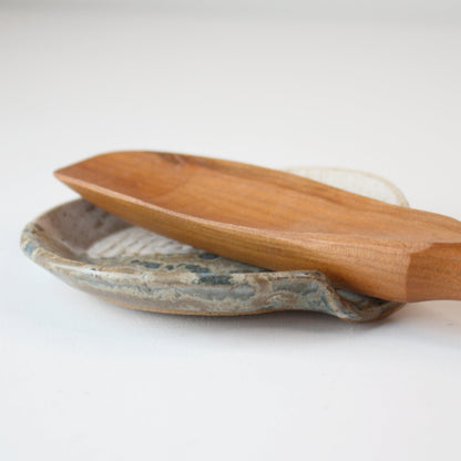 Brick Wall and Metallic Ceramic Spoon Rest - Made in the USA