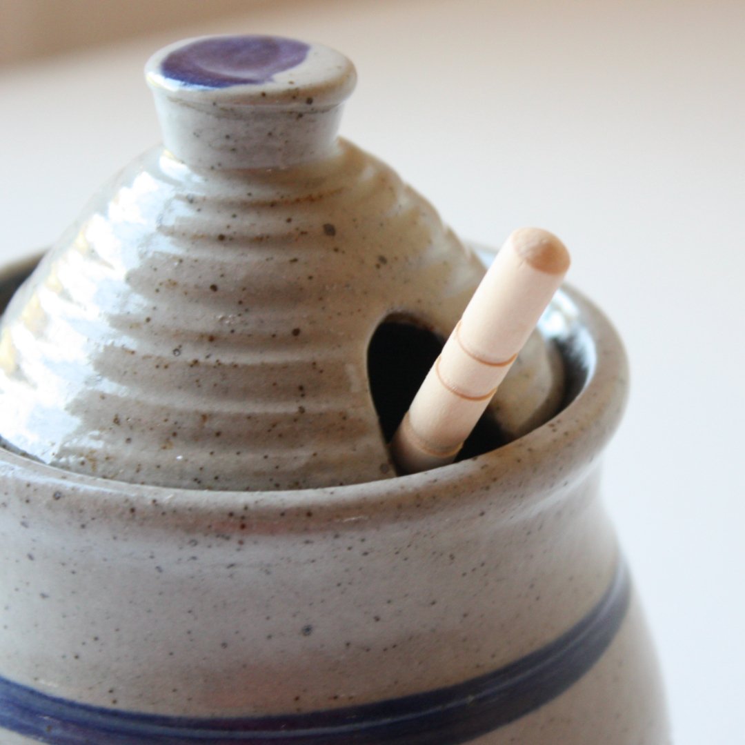 Bumble Bee Hand Painted Pottery Honey Pot - Made in the USA
