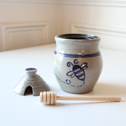 Bumble Bee Hand Painted Pottery Honey Pot - Made in the USA