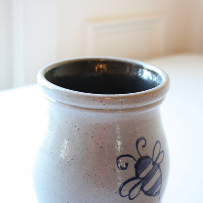 Bumble Bee Hand Painted Pottery Utensil Holder - Made in the USA
