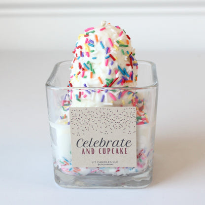 Celebrate and Cupcake Vanilla Soy Candle with Sprinkles - Made in the USA