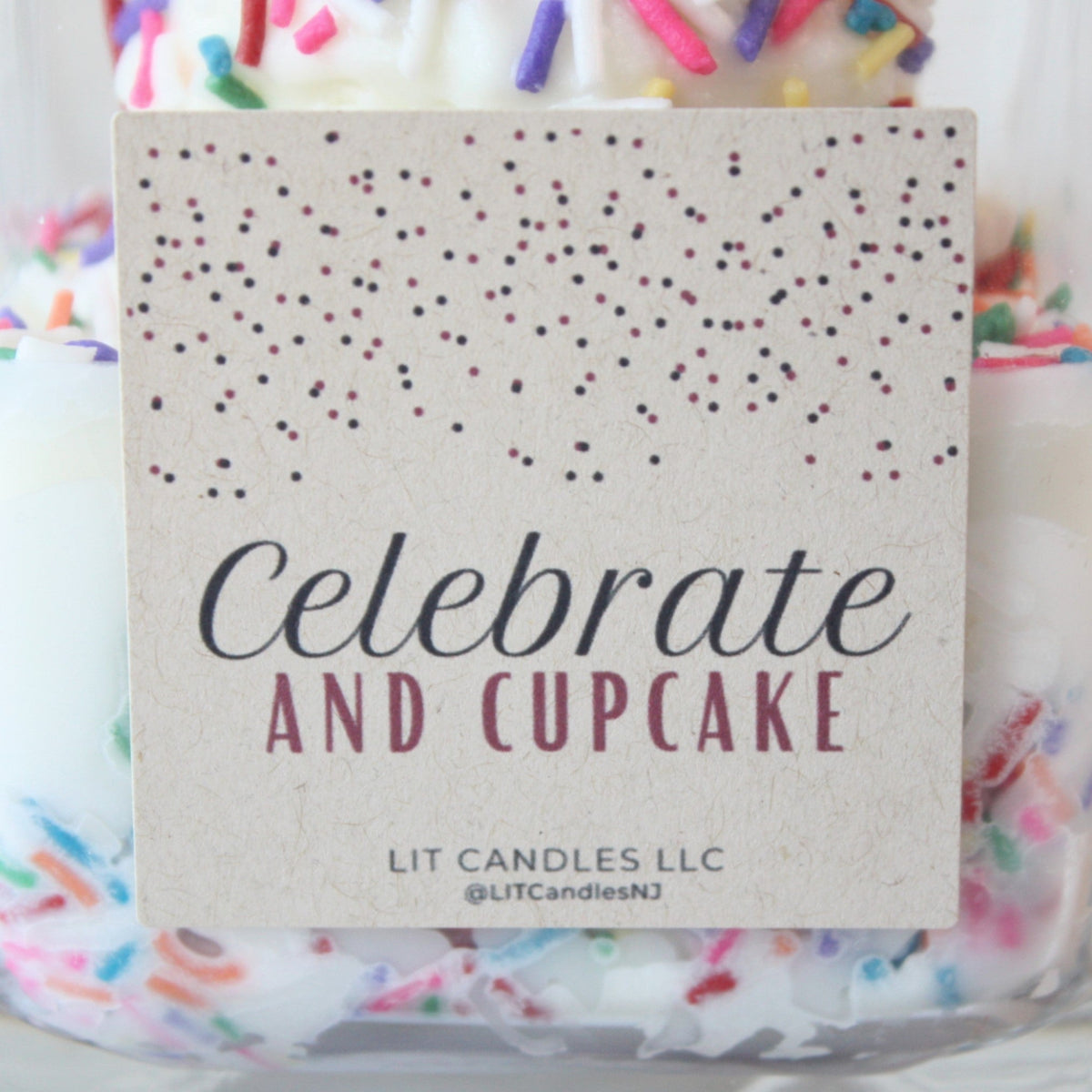 Celebrate and Cupcake Vanilla Soy Candle with Sprinkles - Made in the USA