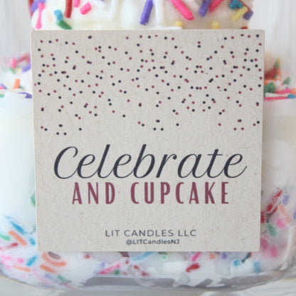 Celebrate and Cupcake Vanilla Soy Candle with Sprinkles - Made in the USA
