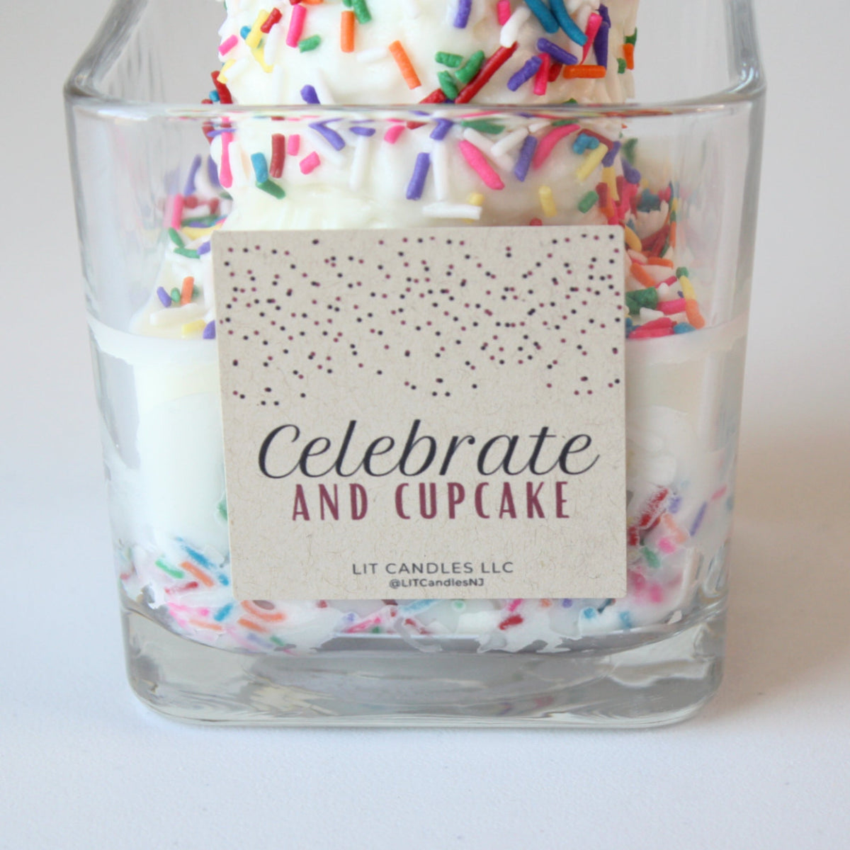 Celebrate and Cupcake Vanilla Soy Candle with Sprinkles - Made in the USA