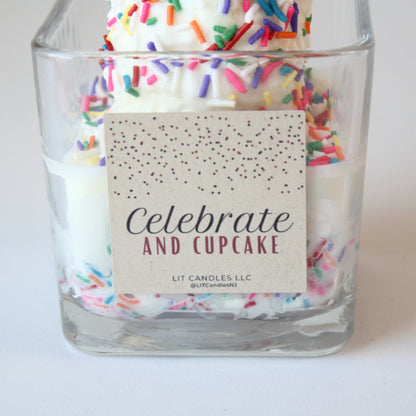 Celebrate and Cupcake Vanilla Soy Candle with Sprinkles - Made in the USA