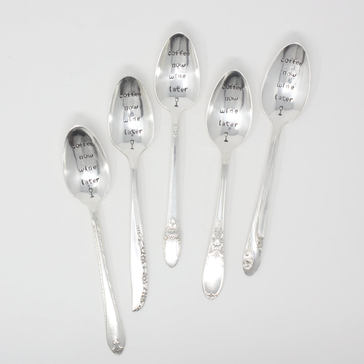Vintage Stamped Spoons - Coffee Now Wine Later - Made in the USA