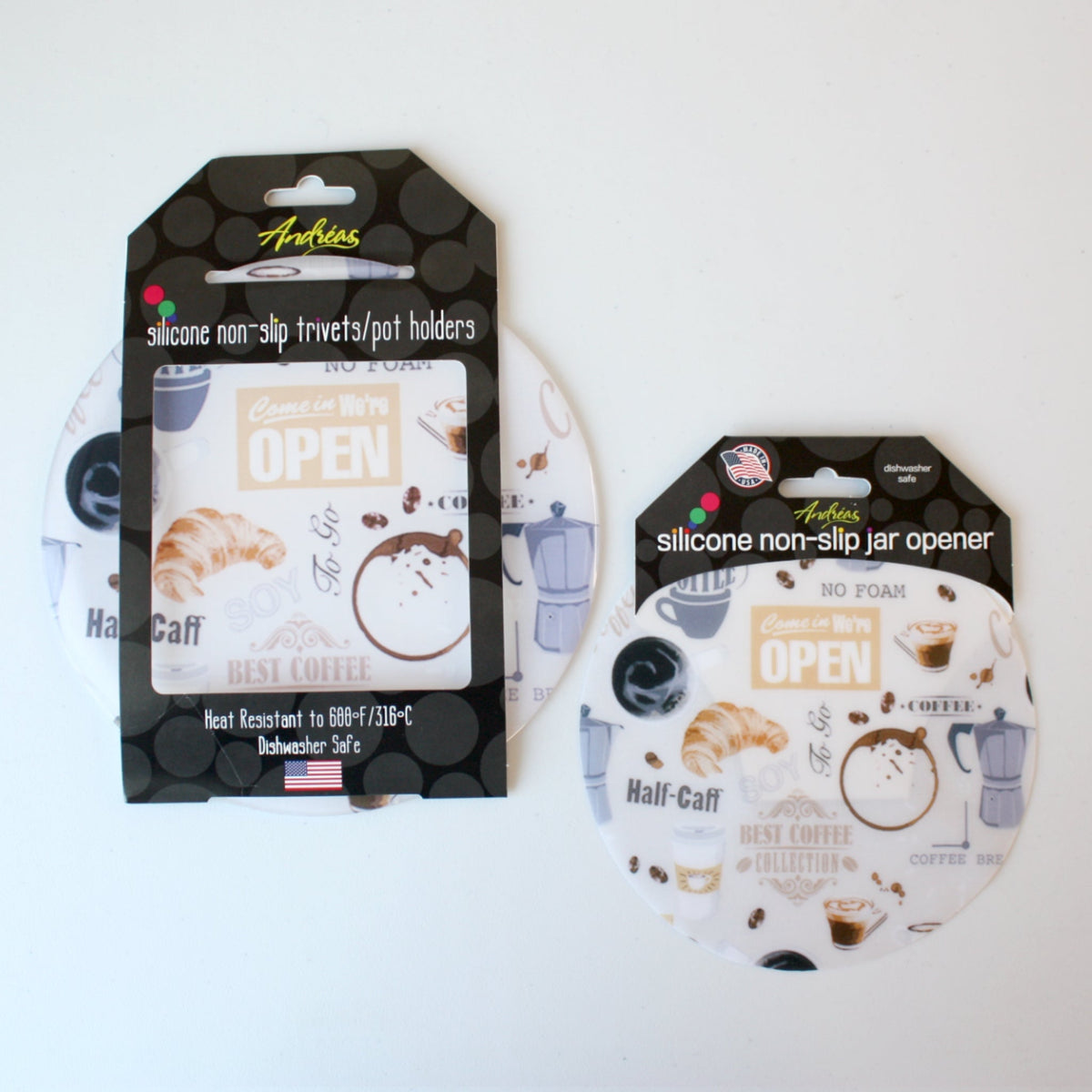 Silicone Trivets and Jar Openers - Coffee Shop - Made in the USA