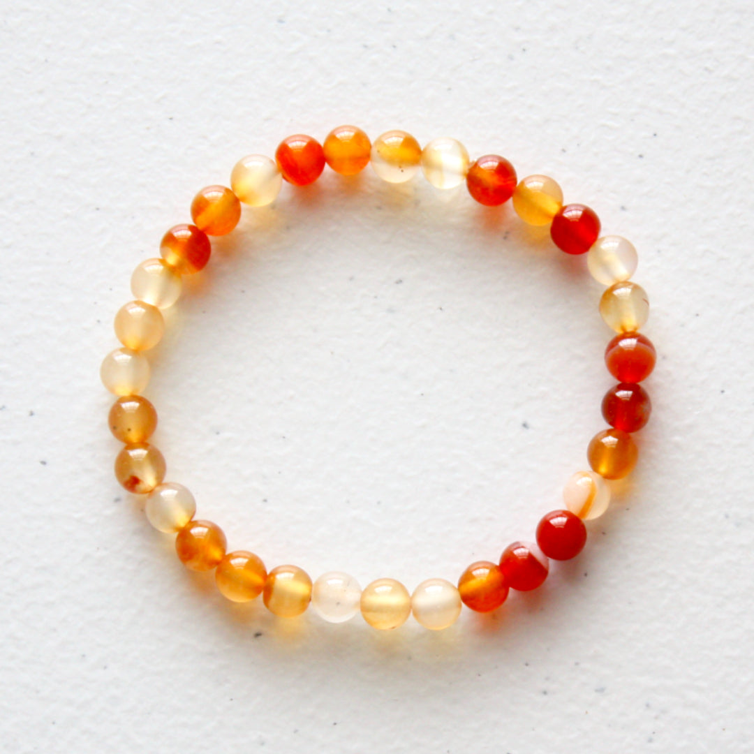 Crystal Gemstone Bracelet - Orange Carnelian - Made in the USA