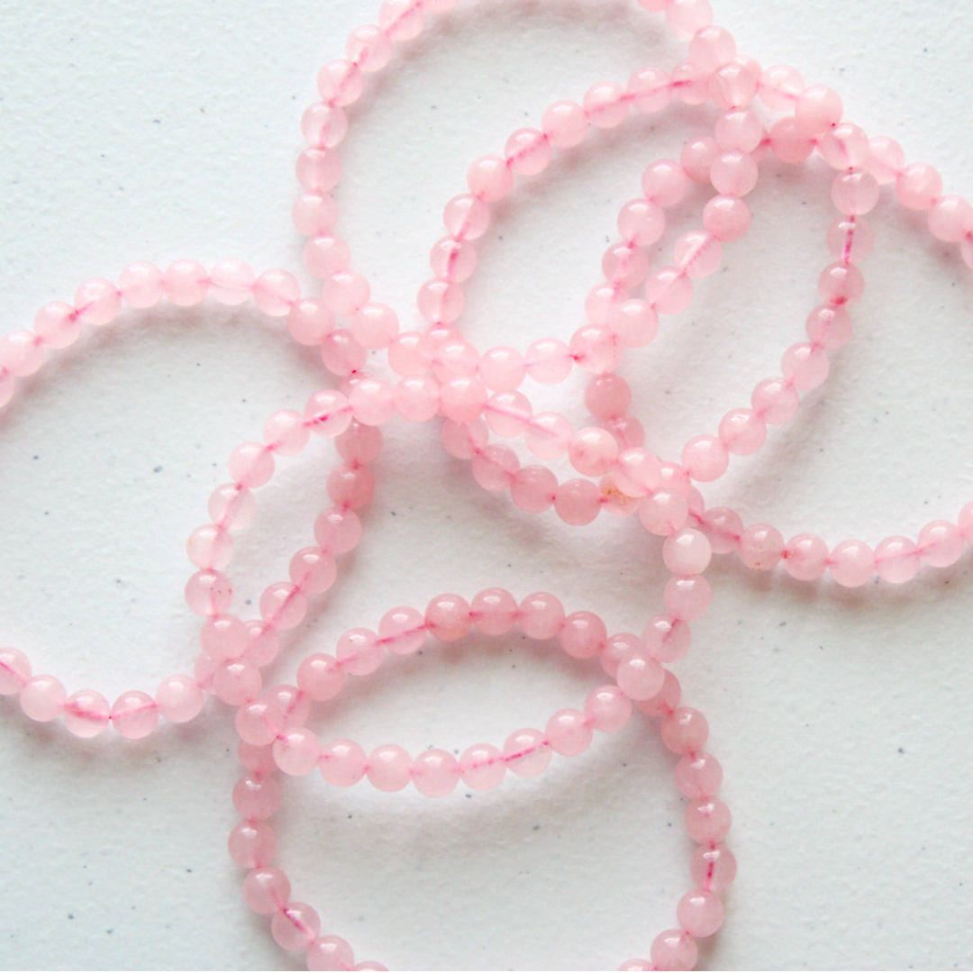 Crystal Gemstone Bracelet - Rose Quartz - Made in the USA