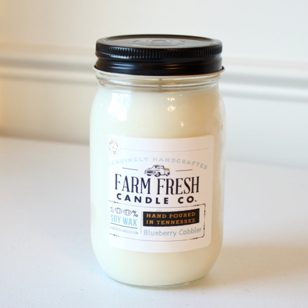 Farm Fresh Candle Co - Mason Jar Soy Candle - Blueberry Cobbler - Made in the USA