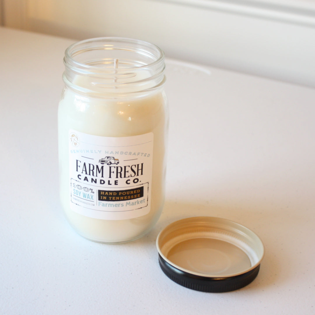 Farm Fresh Candle Co - Mason Jar Soy Candle - Farmers Market - Made in the USA