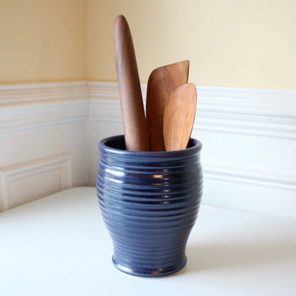 Farmhouse Pottery Utensil Holder - Denim - Made in the USA