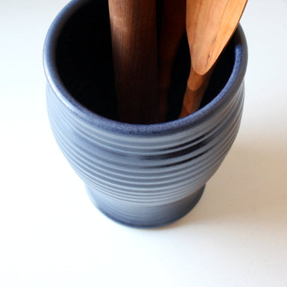 Farmhouse Pottery Utensil Holder - Denim - Made in the USA