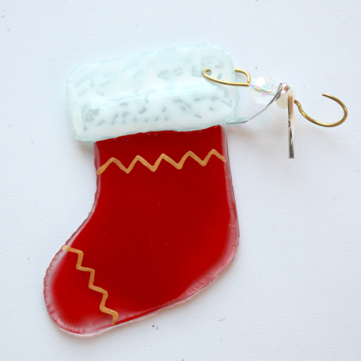 Fused Wine Bottle Glass Stocking Ornaments - Made in the USA