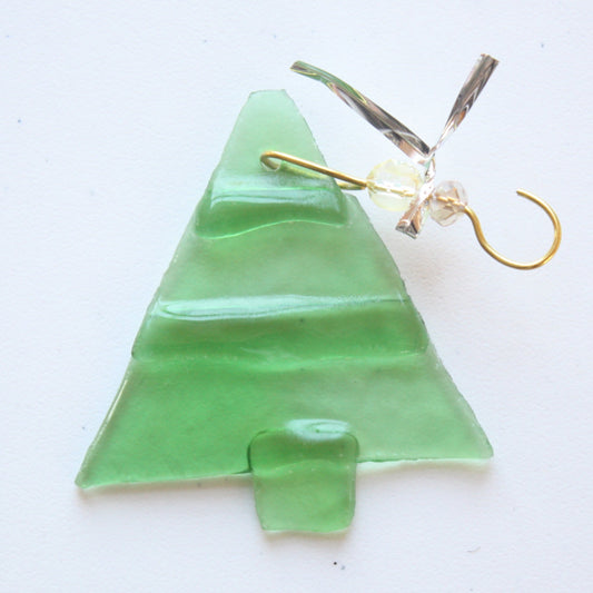 Fused Wine Bottle Glass Christmas Tree Ornaments - Made in the USA